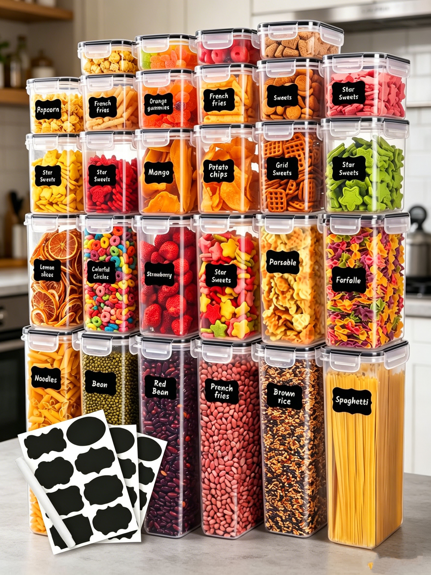 Food Storage In Pantry - 36PCS-Closed food storage containers with LIDS,
