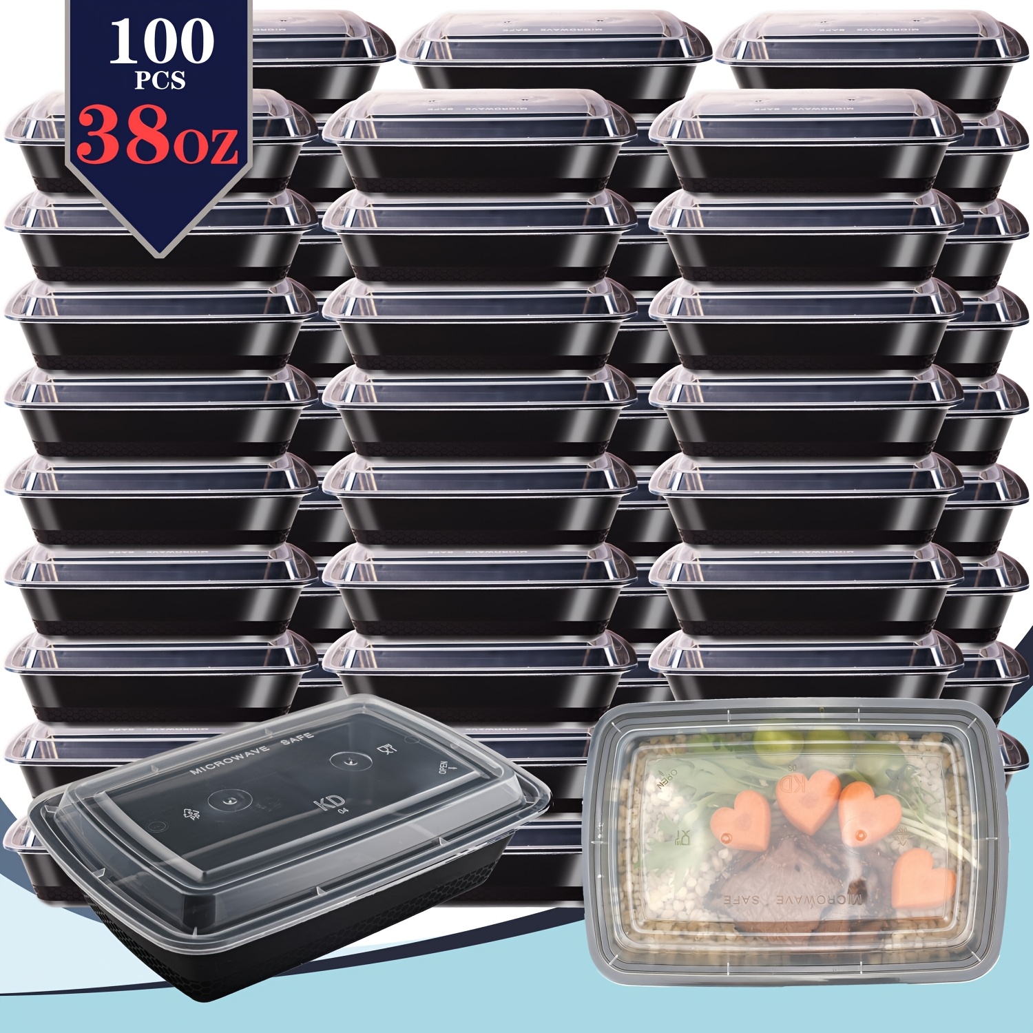 Food Storage For - usBlack 100pcs (50 Containers & 50