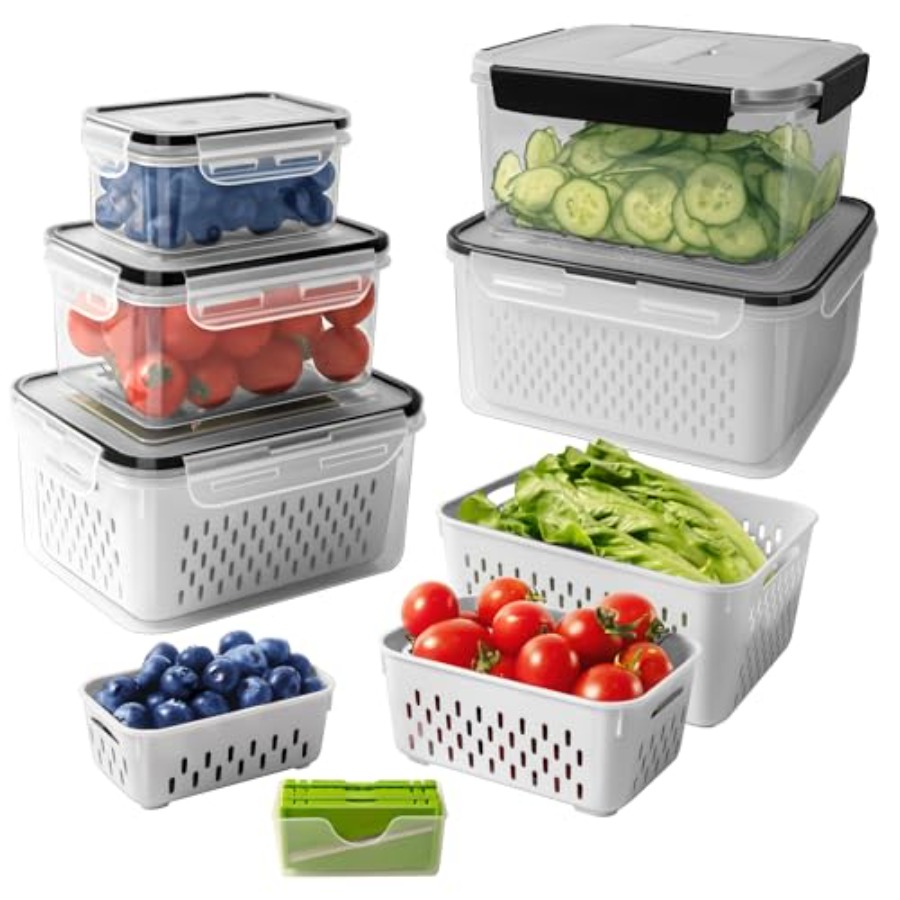 Food Storage With Colander - 5 PCS Fruit storage Containers for