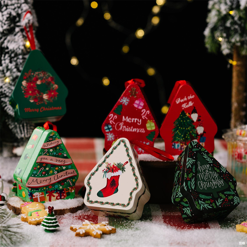Zebra Food Storage - Christmas Supplies Christmas Tree Shape Tin