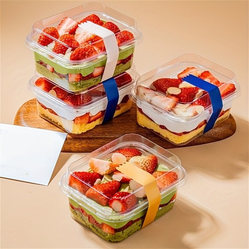 Xmas Food Storage Containers - 5/10/20PCS Transparent Cake Box Moustiramisu Dessert