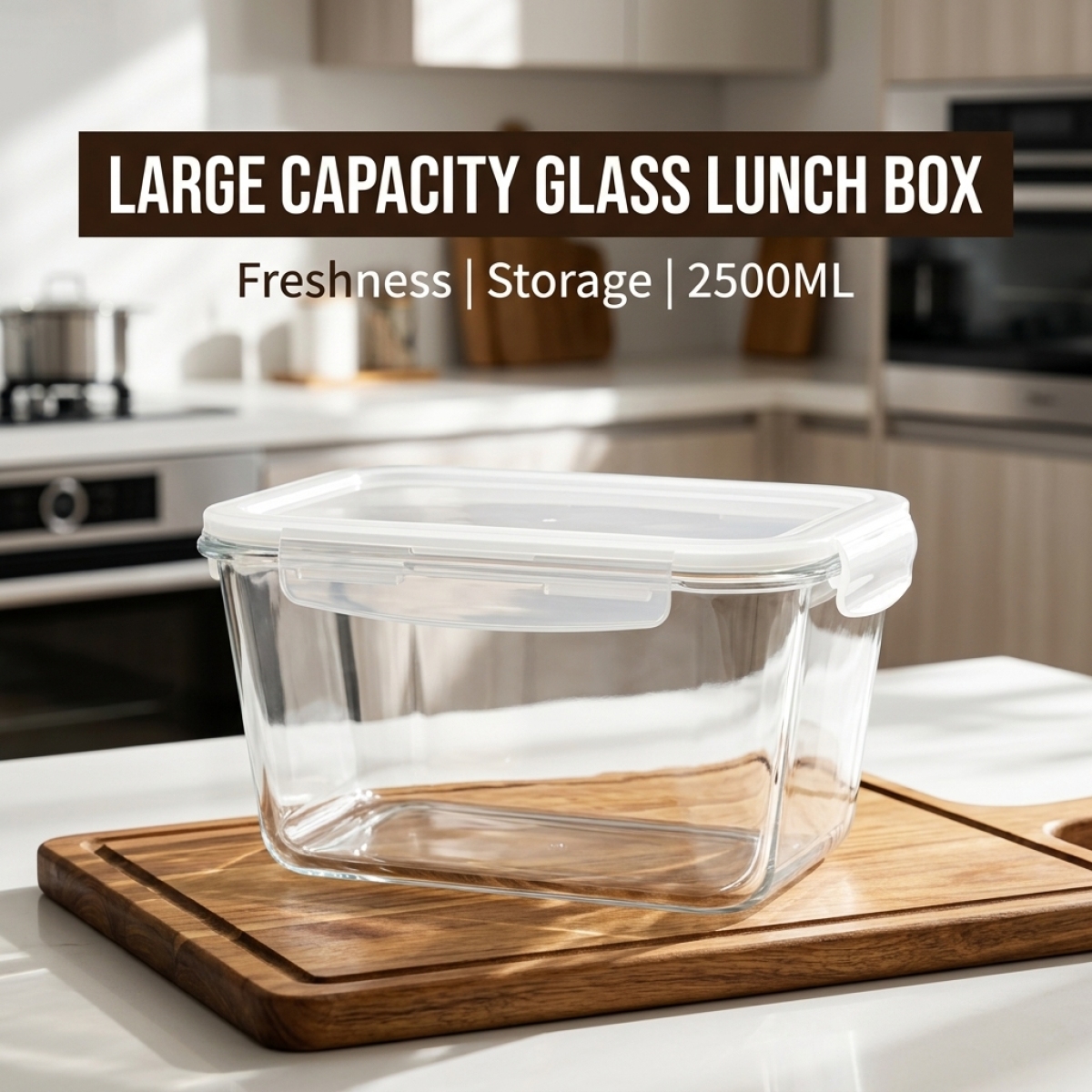 Glass Meal Prep Container - Large Capacity Borosilicate Glass Food Container,Leakproof