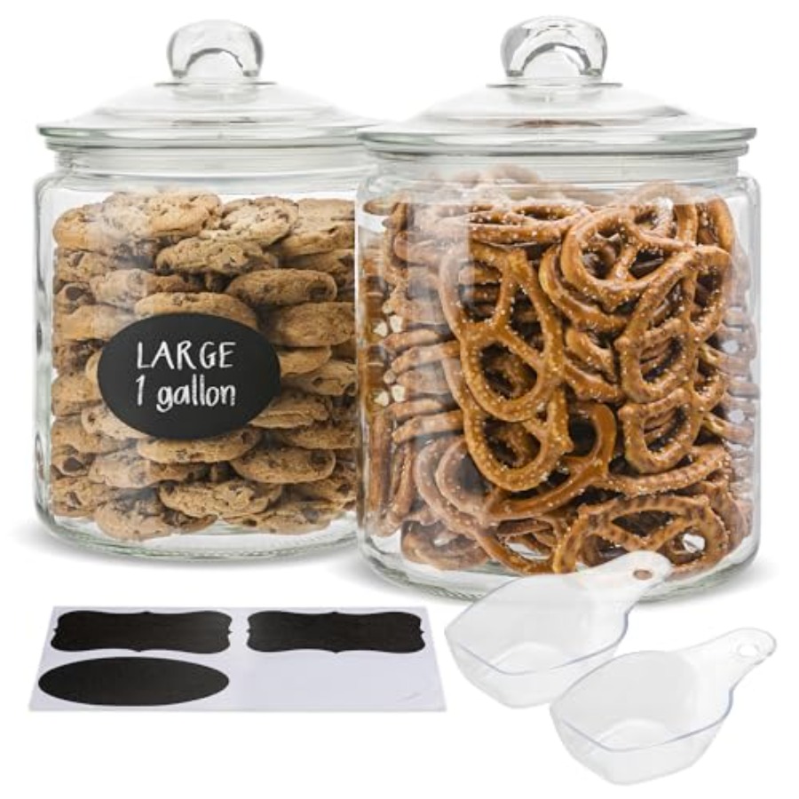 Food Storage In Pantry - Glass Kitchen Jars Food and Cookie