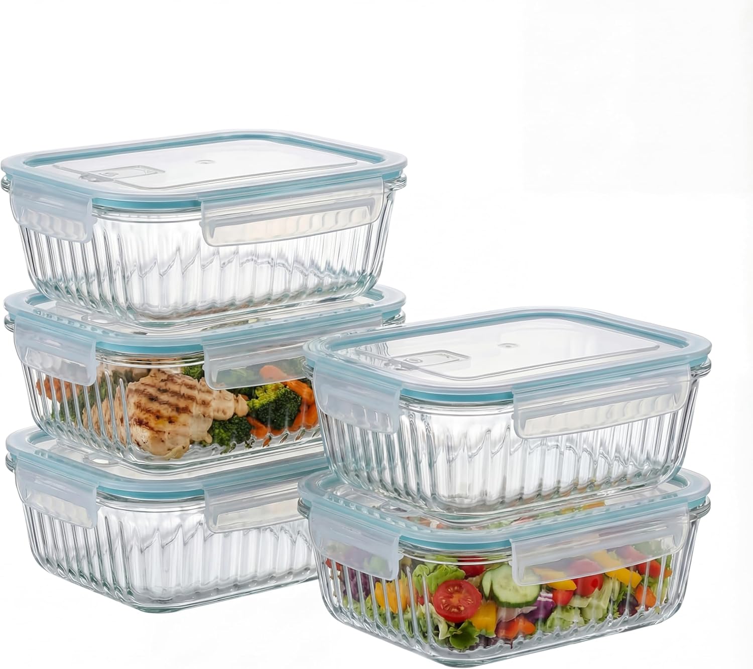 Glass Meal Prep Container - 5-Packs, 36 Oz Glass Meal Prep