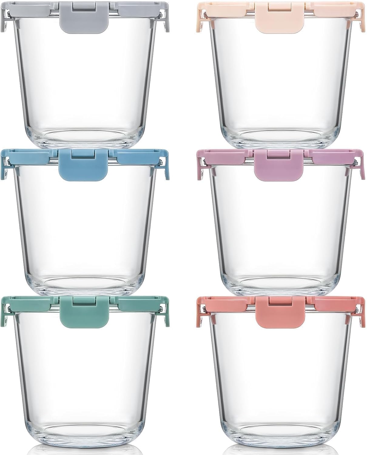 Glass Meal Prep Container - [UPGRADED LID] 6 Sets 3 Cup/24oz