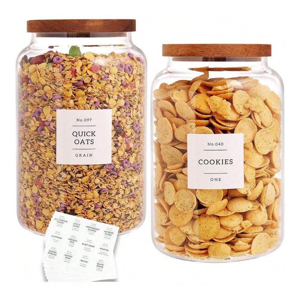 Food Storage In Pantry - Of 2 Large Glass Flour And