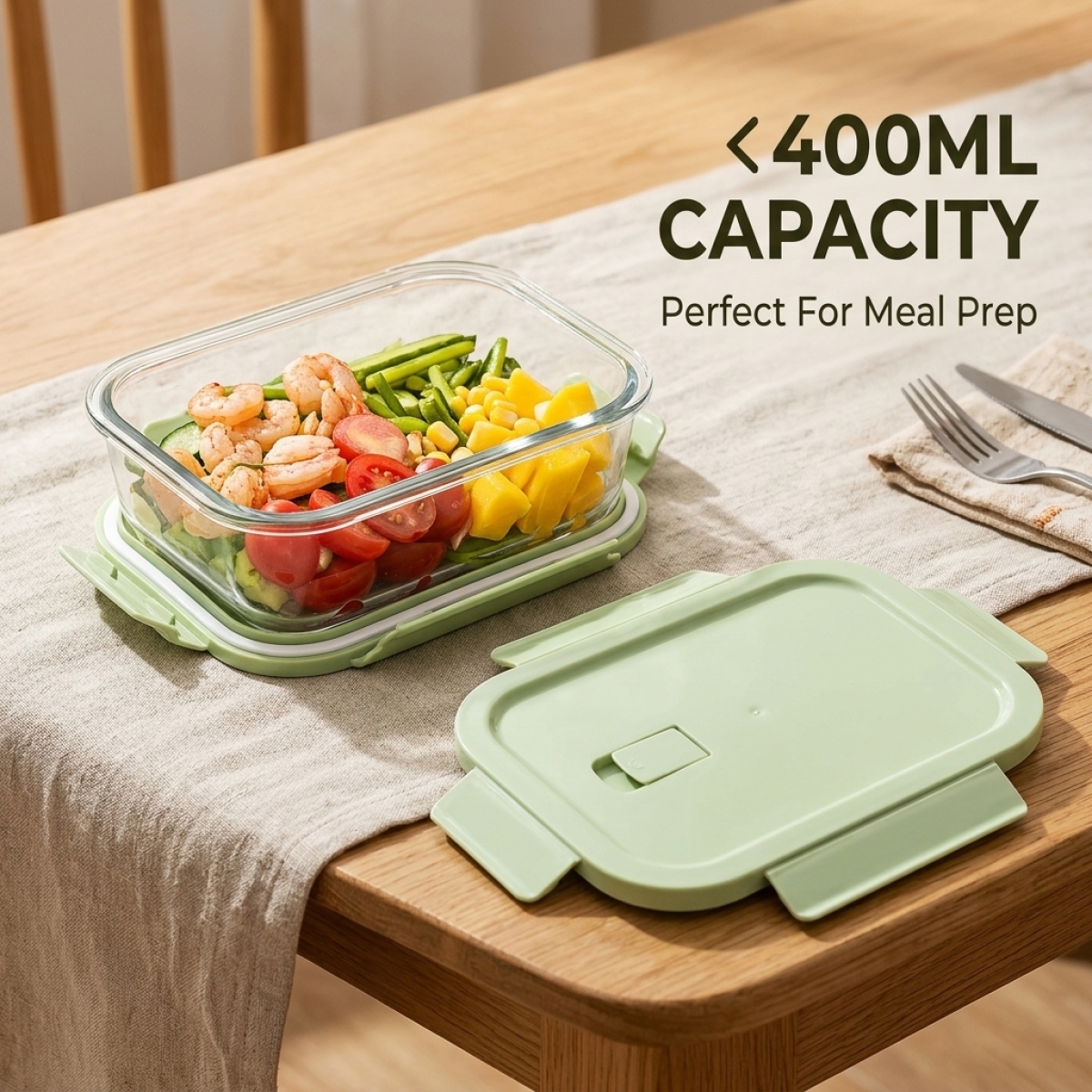 BPA-Free Green Glass Lunch Box - огляд і ціна Glass Meal Prep Container