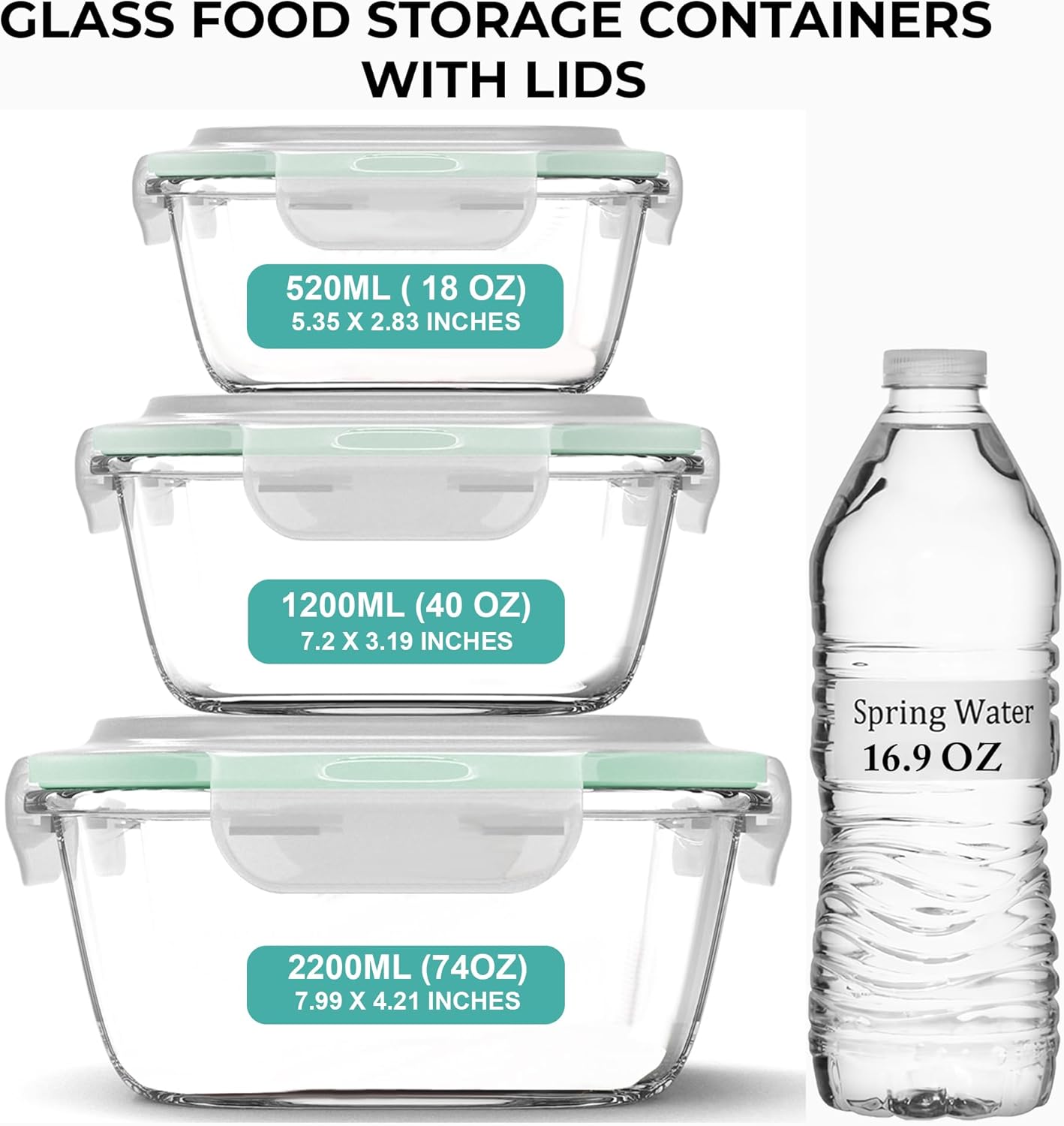 6 PC Square Glass Food Storage - огляд і ціна Glass Meal Prep Container
