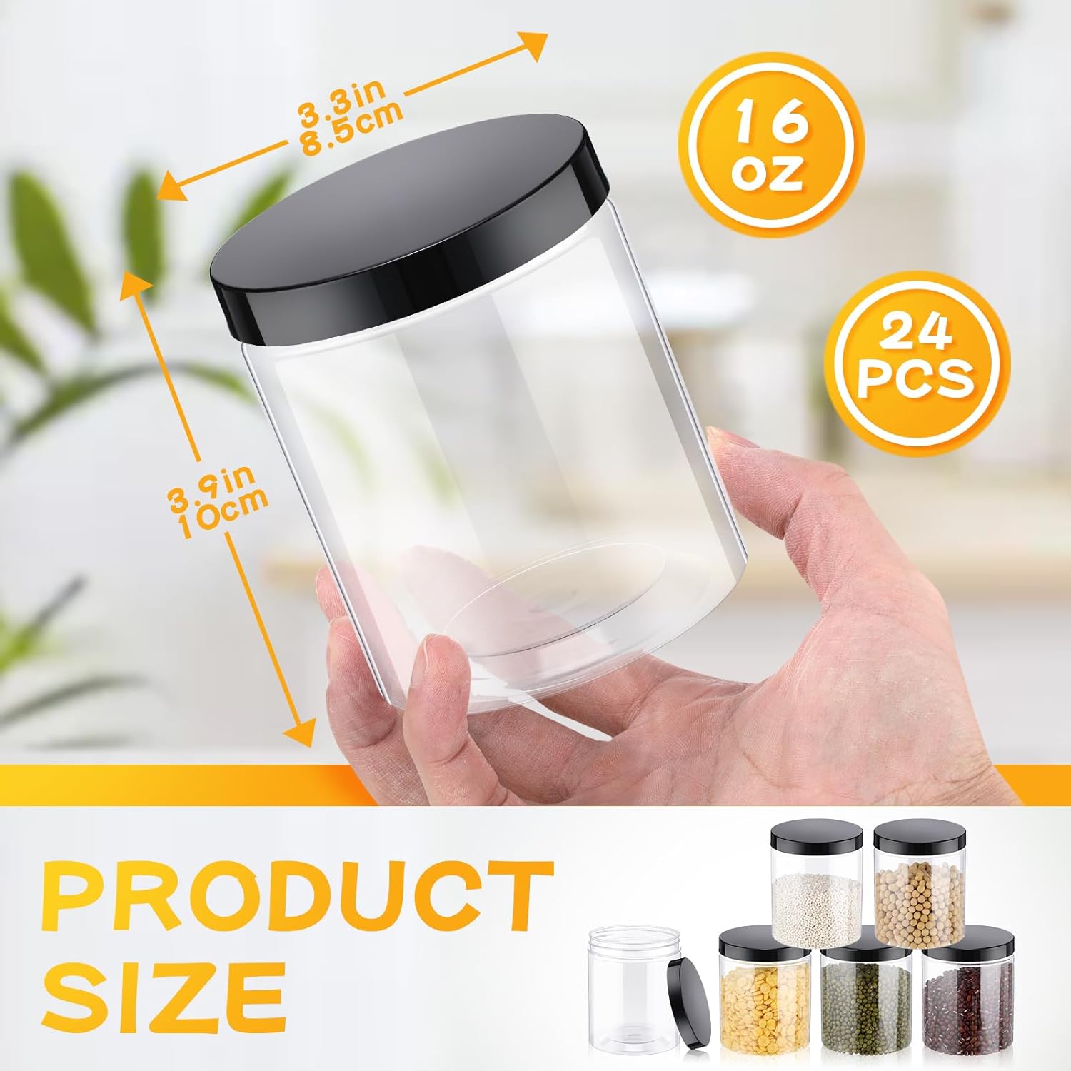 24 Pcs 16oz Plastic Jars with  - огляд і ціна Food Storage Airtight