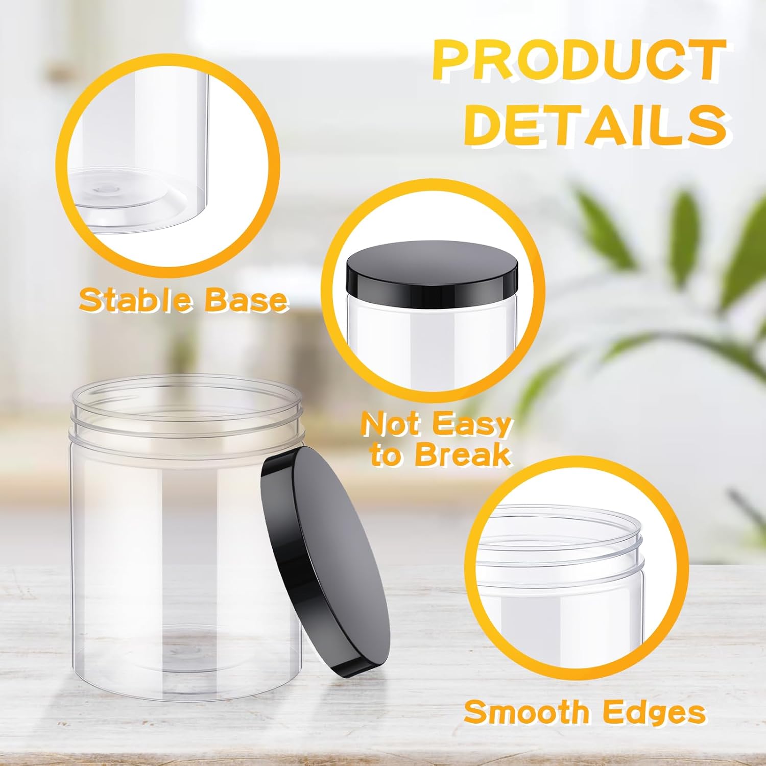 24 Pcs 16oz Plastic Jars with  - огляд і ціна Food Storage Airtight