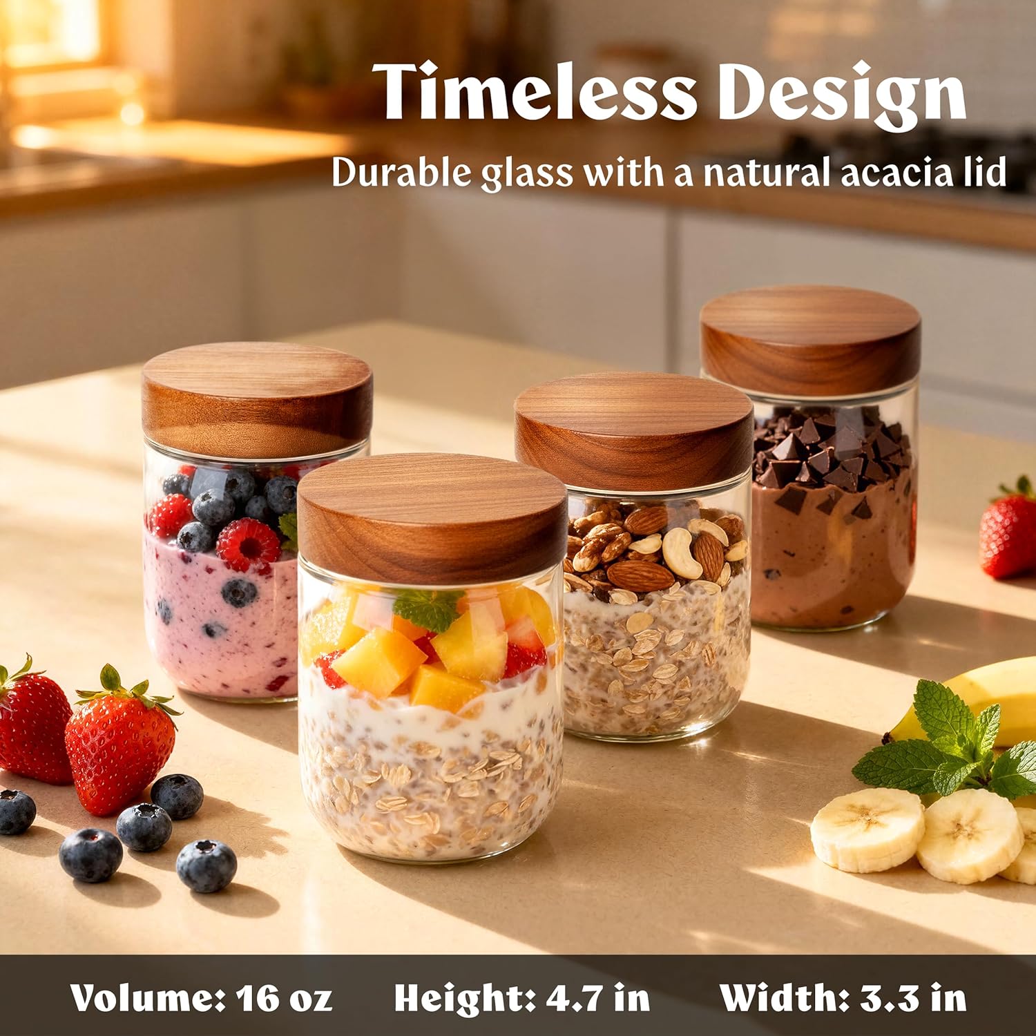 Overnight Oats Containers with - огляд і ціна Glass Meal Prep Container