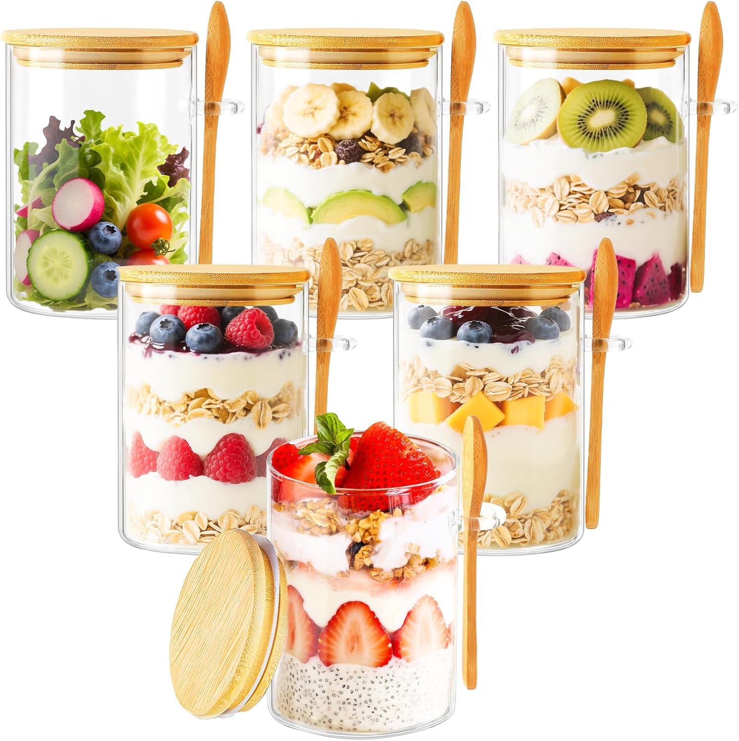 6 Pack Overnight Oats Containe - огляд і ціна Glass Meal Prep Container