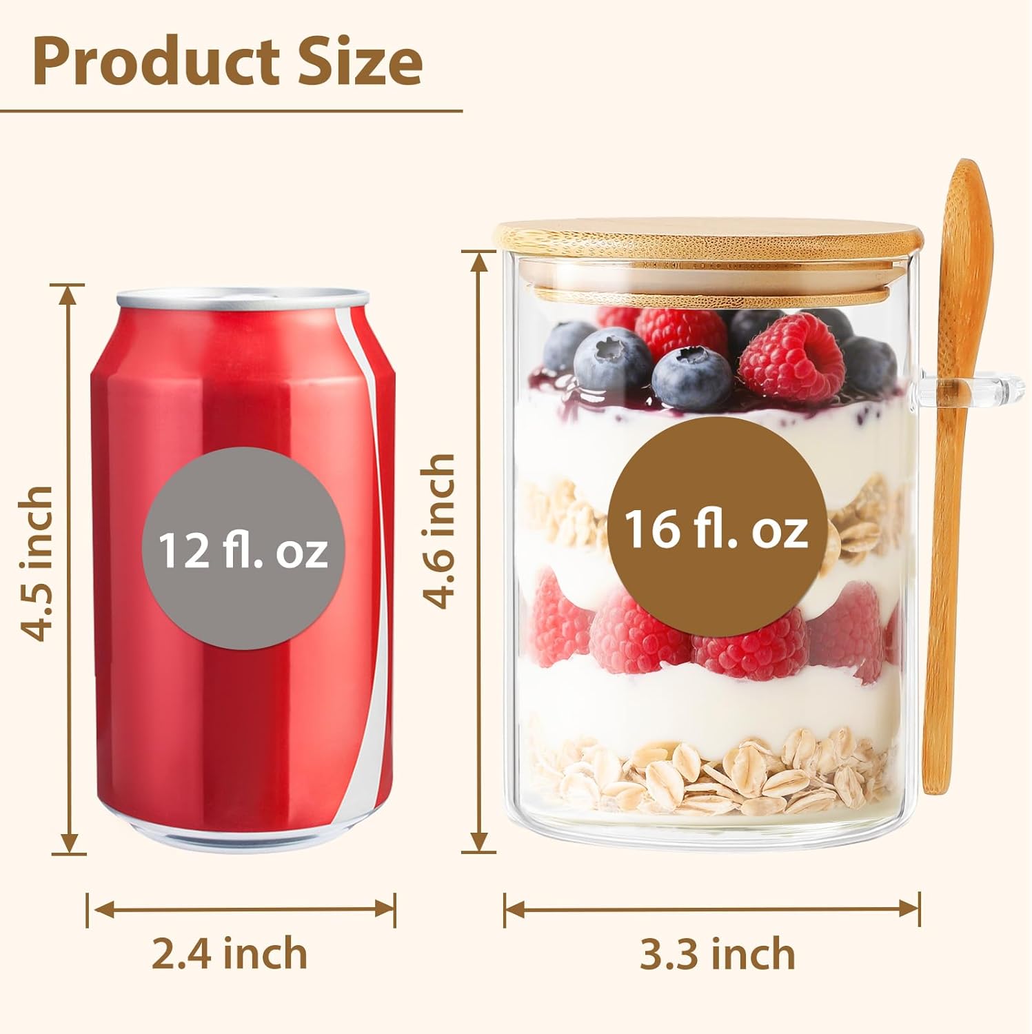 6 Pack Overnight Oats Containe - огляд і ціна Glass Meal Prep Container