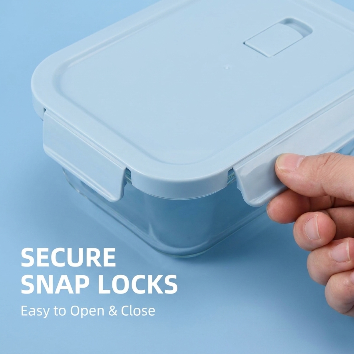 Shallow Blue Glass Bento Box–H - огляд і ціна Glass Meal Prep Container