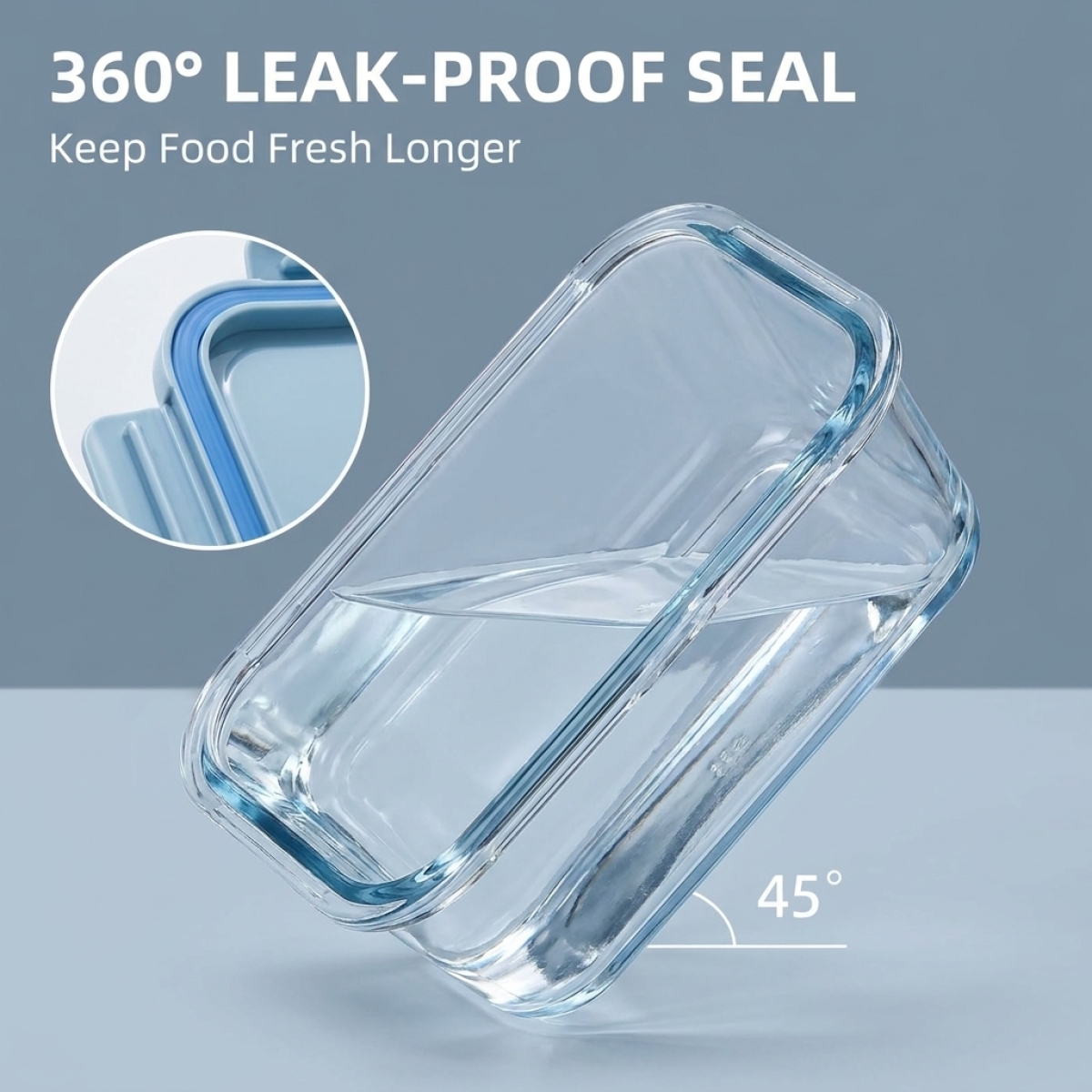 Shallow Blue Glass Bento Box–H - огляд і ціна Glass Meal Prep Container