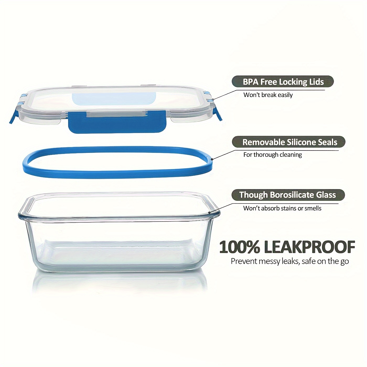 17pcs Glass Food Storage Conta - огляд і ціна Glass Meal Prep Container