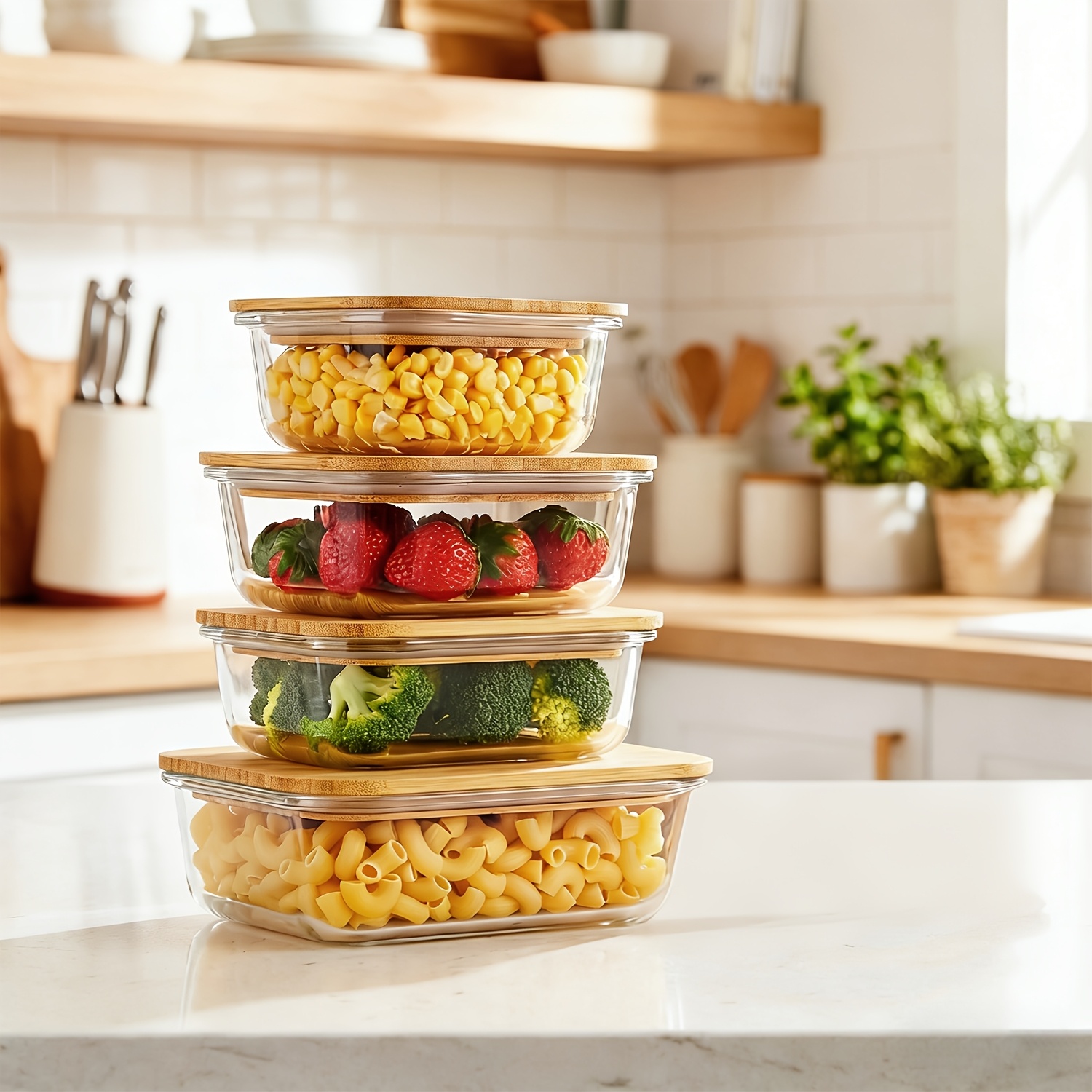 8pcs(4pcs Containers And 4pcs  - огляд і ціна Glass Meal Prep Container