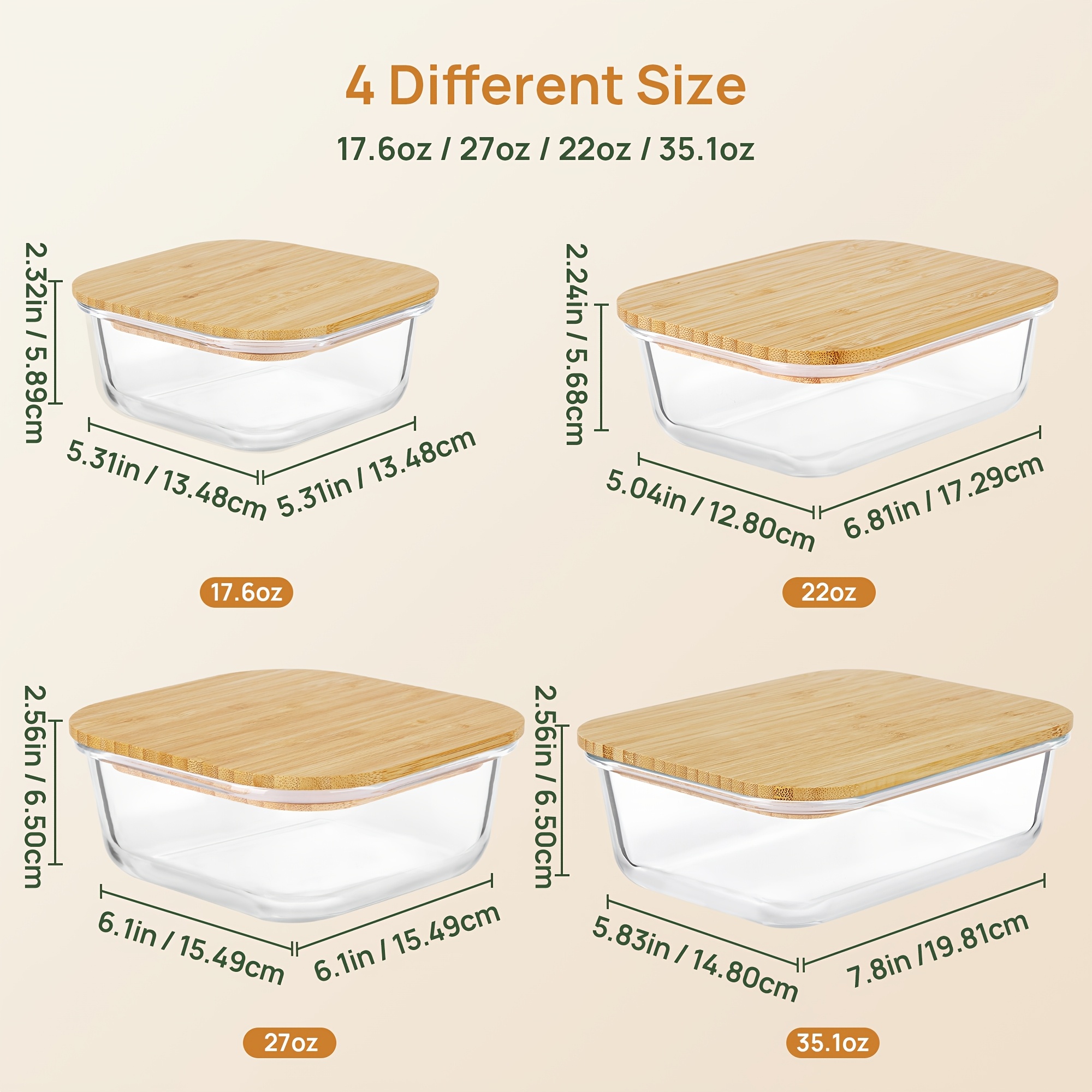 8pcs(4pcs Containers And 4pcs  - огляд і ціна Glass Meal Prep Container
