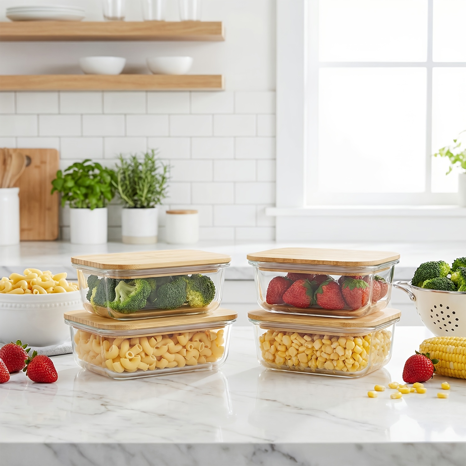 8pcs(4pcs Containers And 4pcs  - огляд і ціна Glass Meal Prep Container