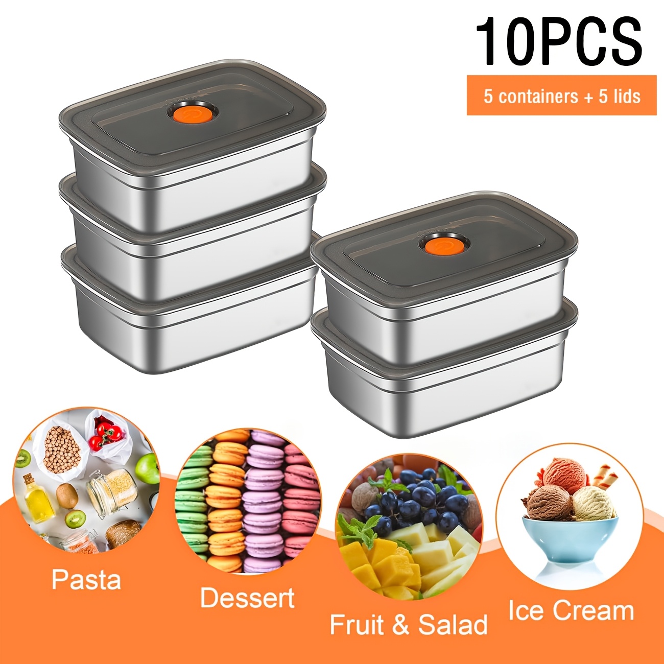10-Piece Stainless Steel Food  - огляд і ціна Food Storage Freezer Containers