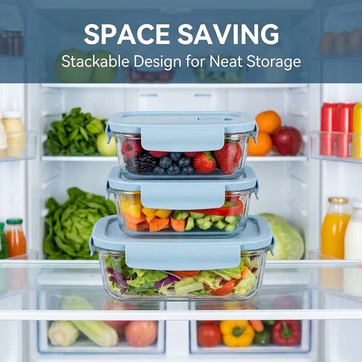 Sky Blue Glass Food Storage Co - огляд і ціна Glass Meal Prep Container