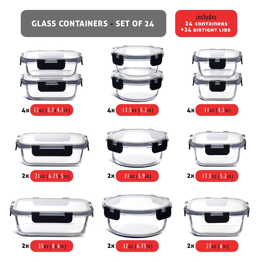 48pc Glass Storage Containers  - огляд і ціна Food Storage In Pantry