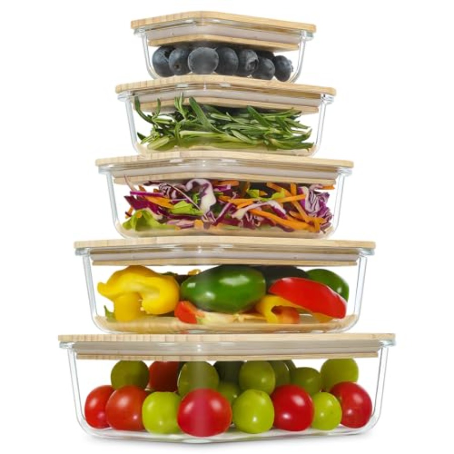 Glass Containers with Bamboo L - огляд і ціна Glass Meal Prep Container