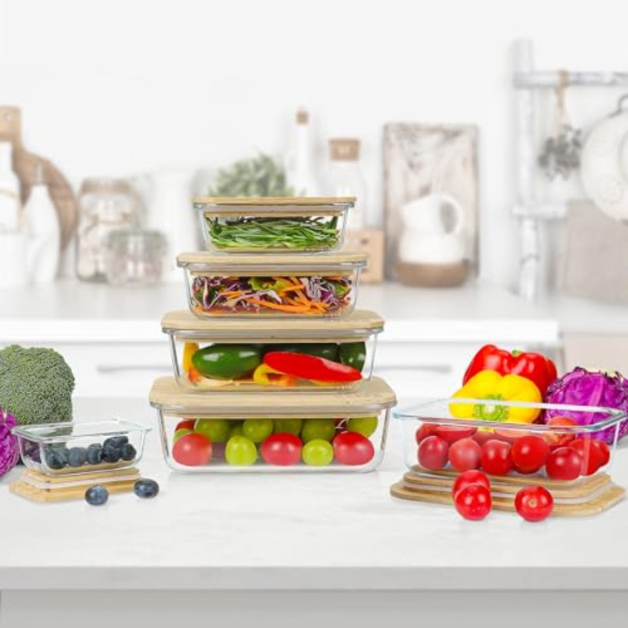 Glass Containers with Bamboo L - огляд і ціна Glass Meal Prep Container