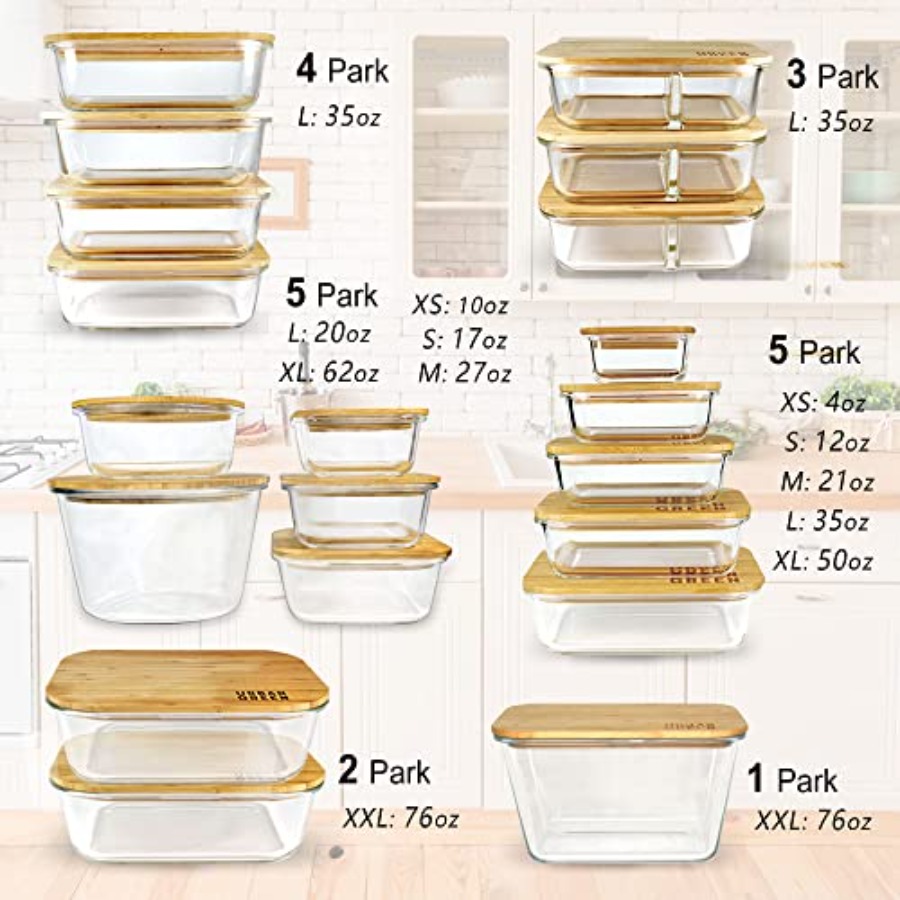 Glass Containers with Bamboo L - огляд і ціна Glass Meal Prep Container