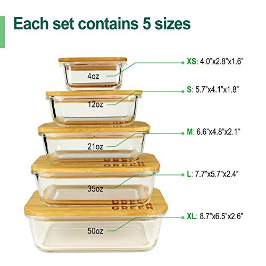 Glass Containers with Bamboo L - огляд і ціна Glass Meal Prep Container