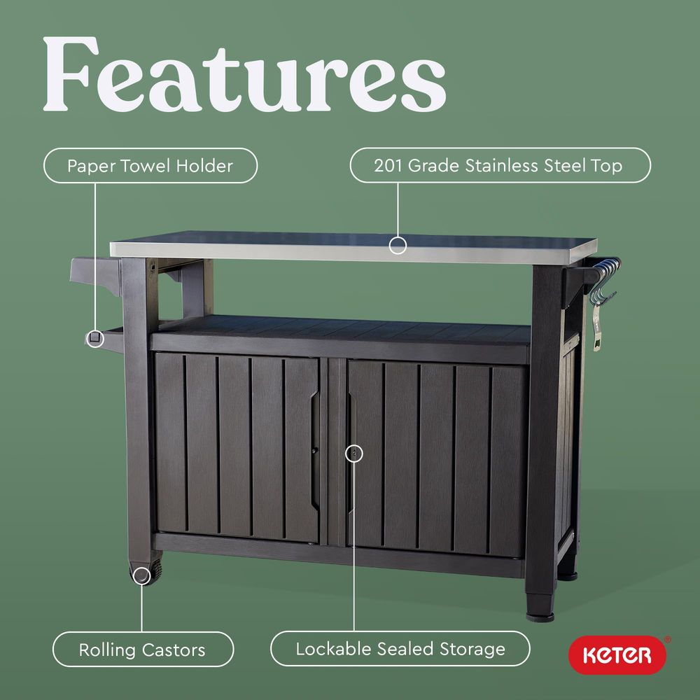 Outdoor Rolling Table Cart for - огляд і ціна Food Storage With Wheels