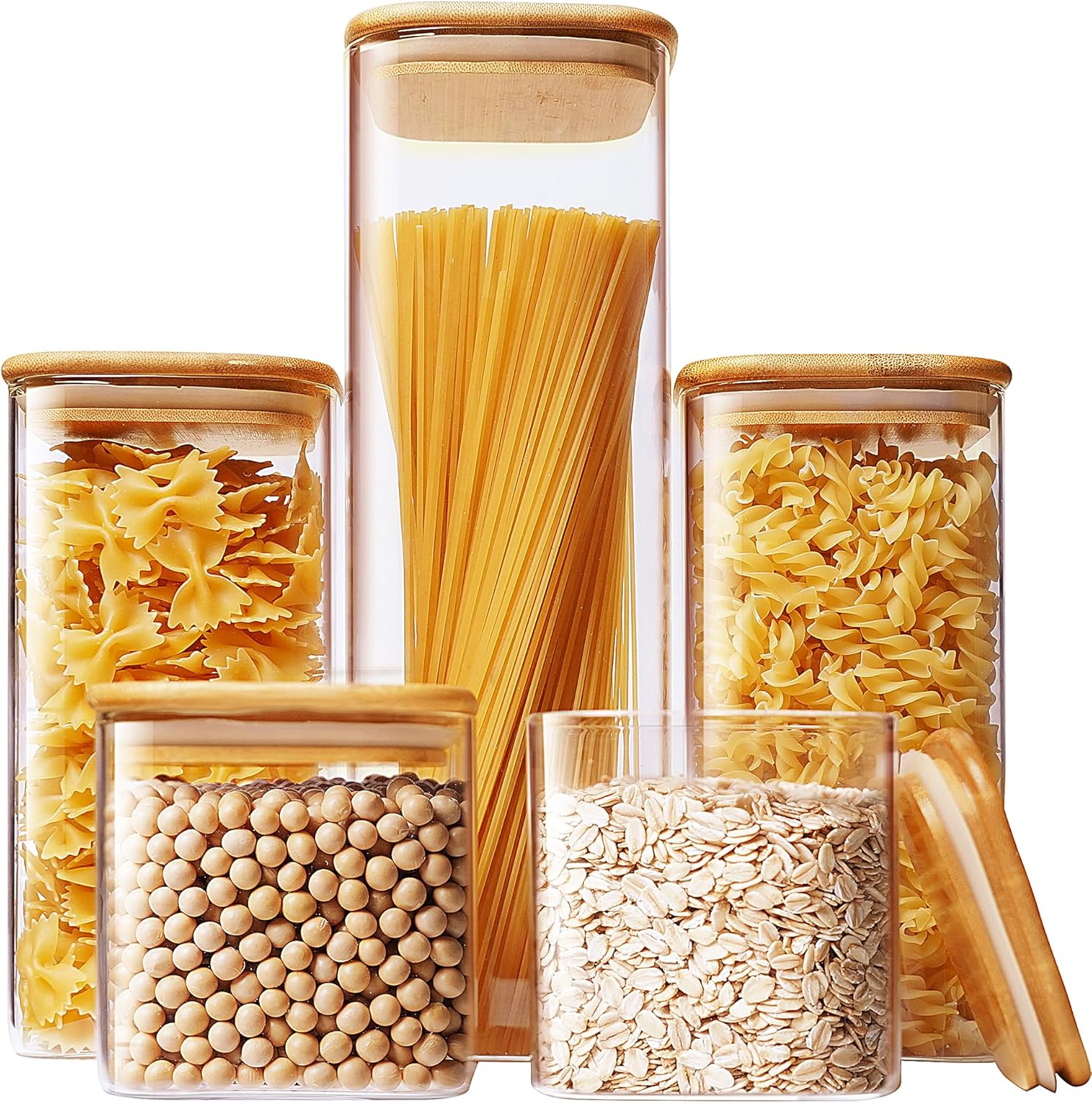 Square Glass Jars with Bamboo  - огляд і ціна Food Storage Airtight