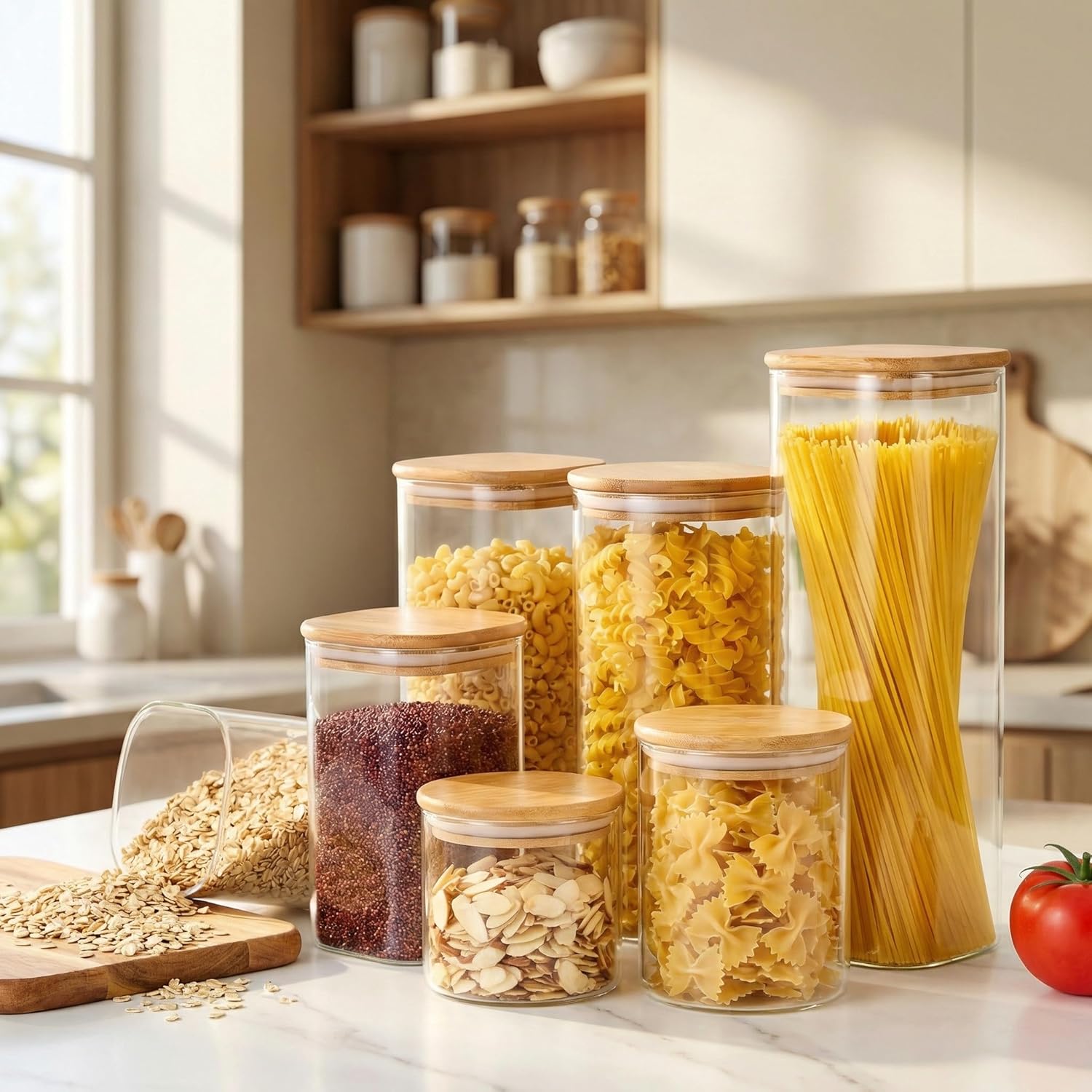 Square Glass Jars with Bamboo  - огляд і ціна Food Storage Airtight