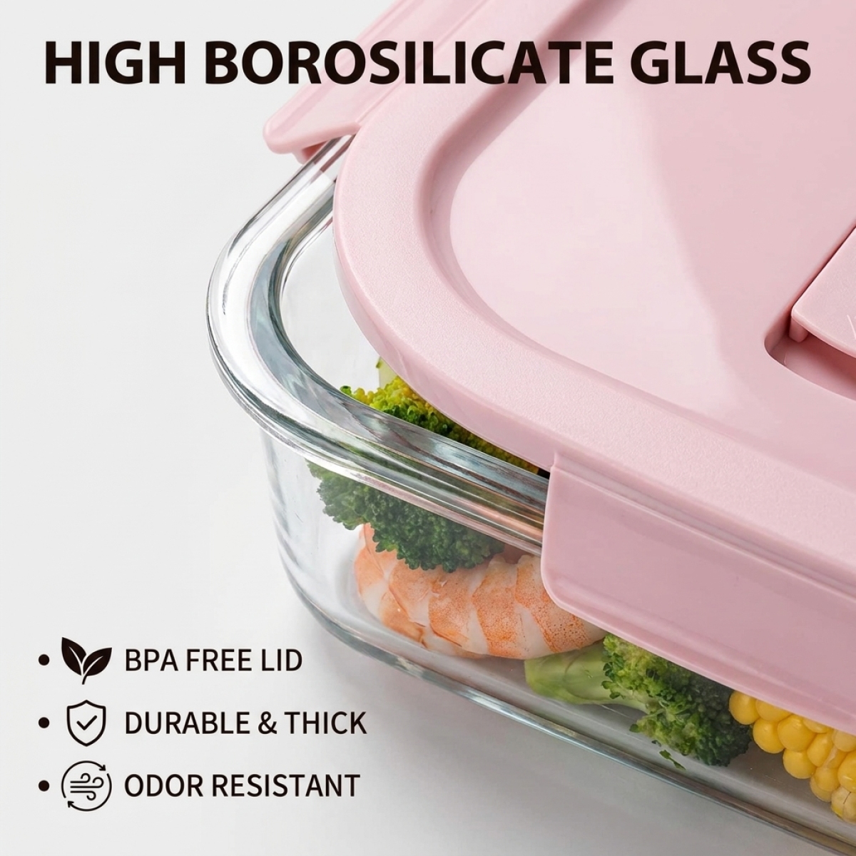 Hot Sale Pink Glass Bow–Secure - огляд і ціна Glass Meal Prep Container