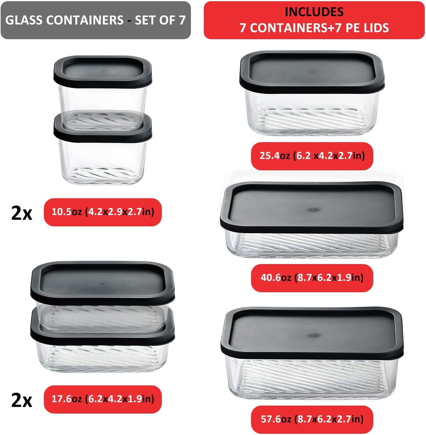 7 Pack Glass Meal Prep Contain - огляд і ціна Glass Meal Prep Container