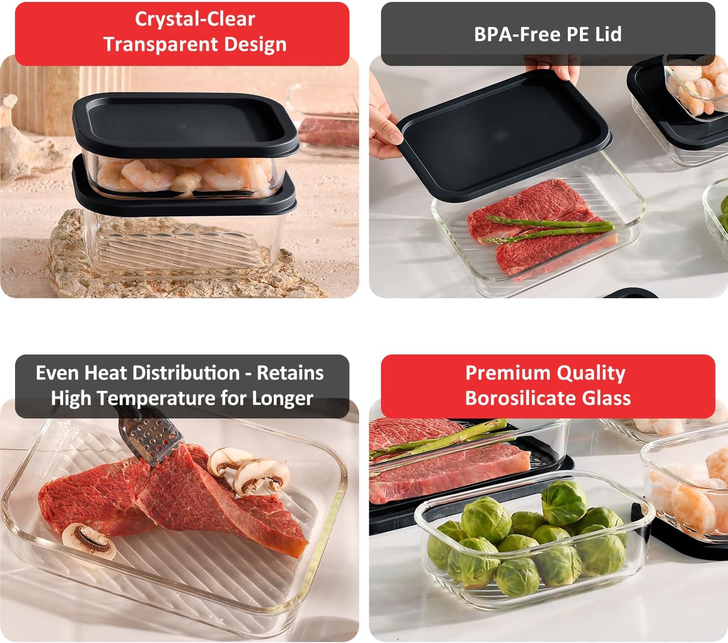 7 Pack Glass Meal Prep Contain - огляд і ціна Glass Meal Prep Container