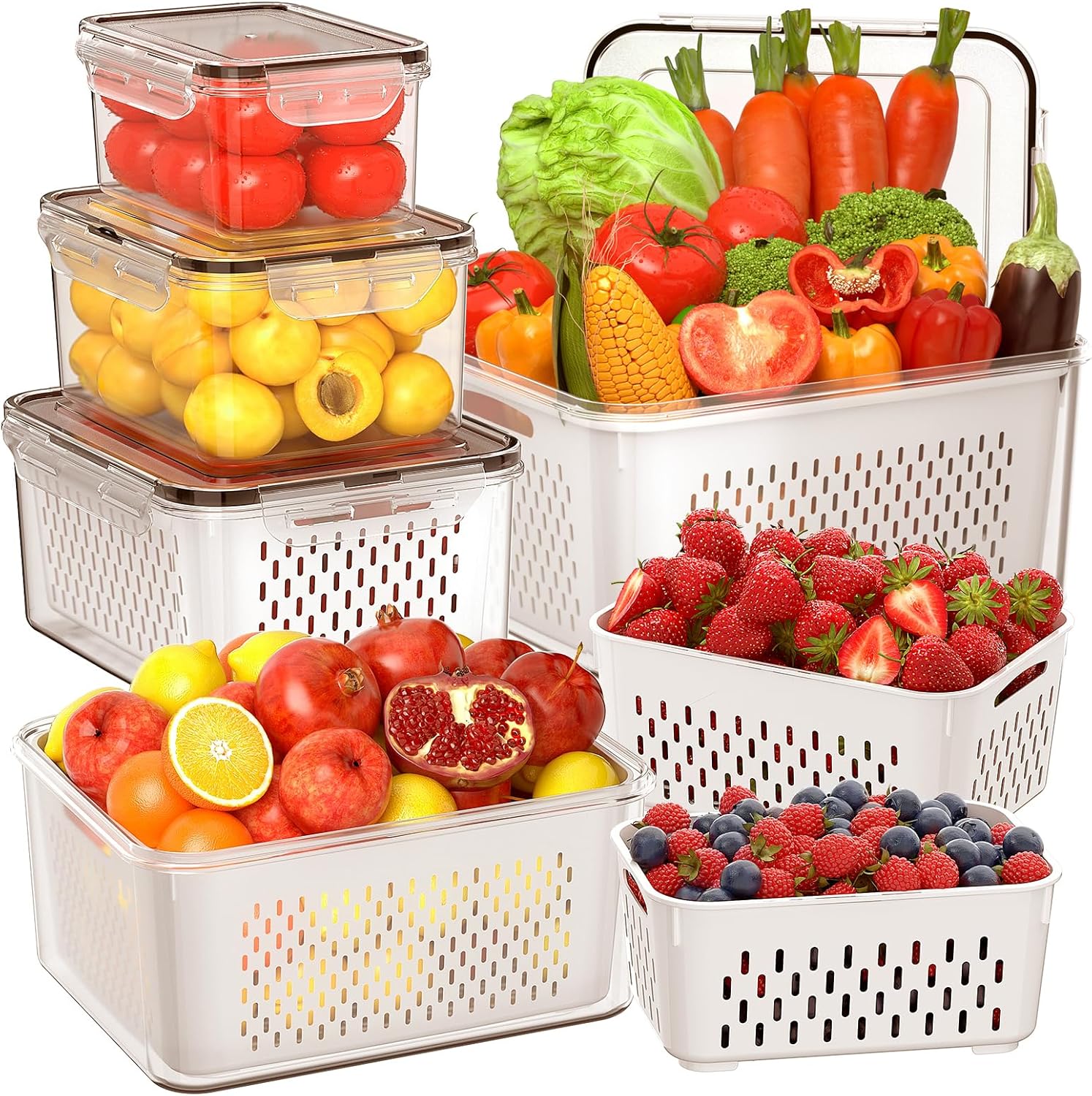 5 PCS Large Fruit Storage Cont - огляд і ціна Food Storage With Colander