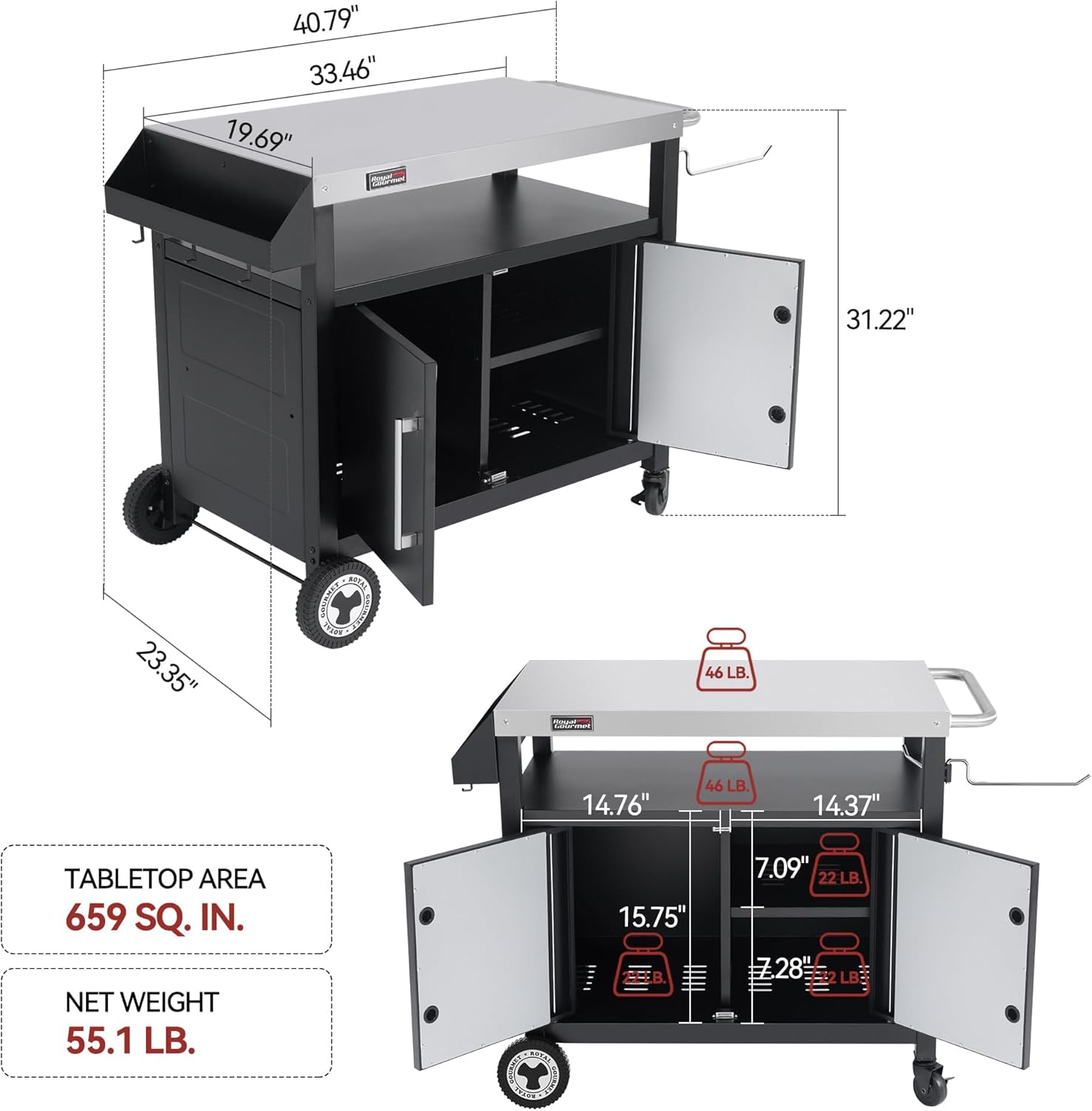 Movable Outdoor Grill Cart Whe - огляд і ціна Food Storage With Wheels