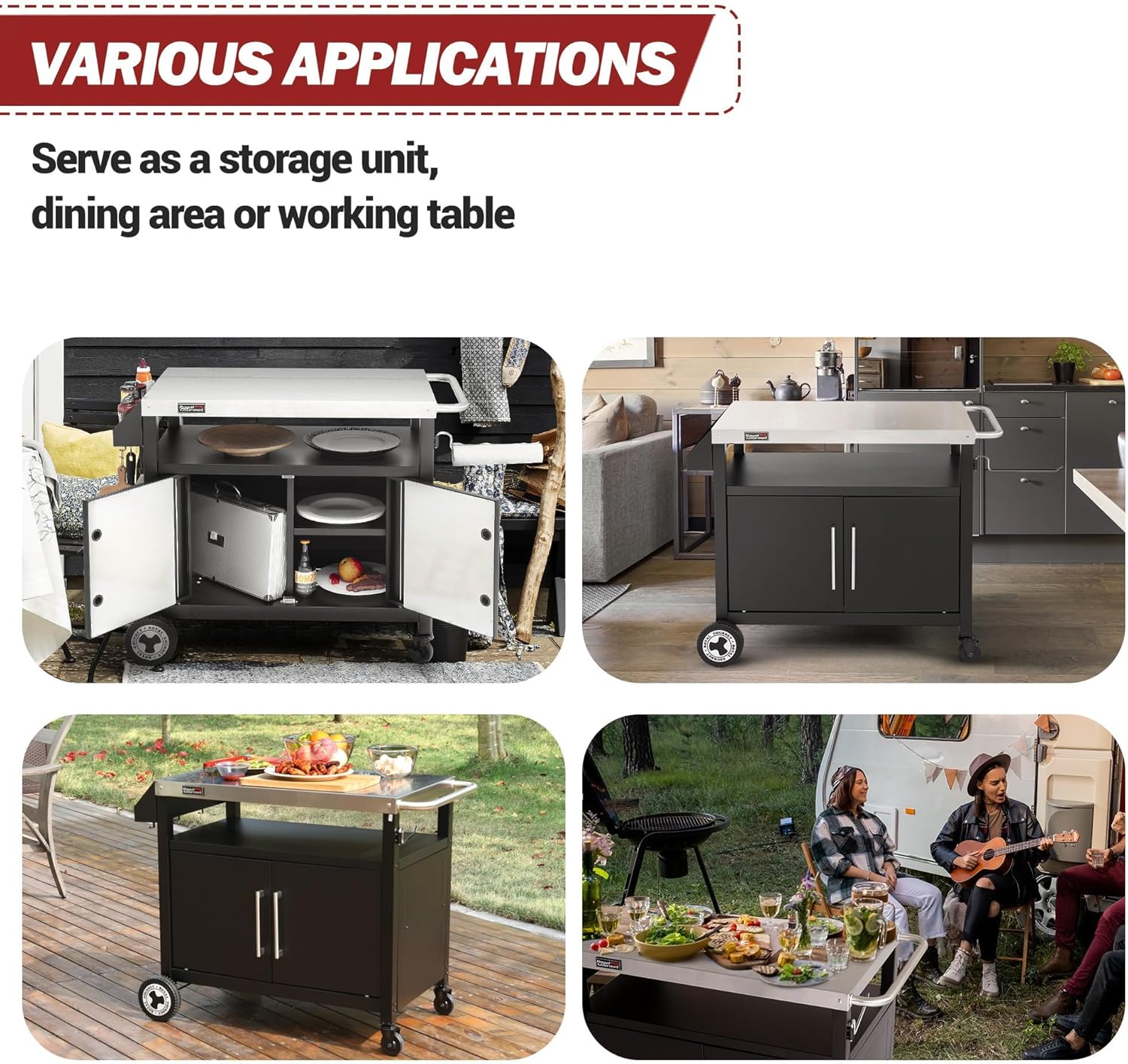 Movable Outdoor Grill Cart Whe - огляд і ціна Food Storage With Wheels