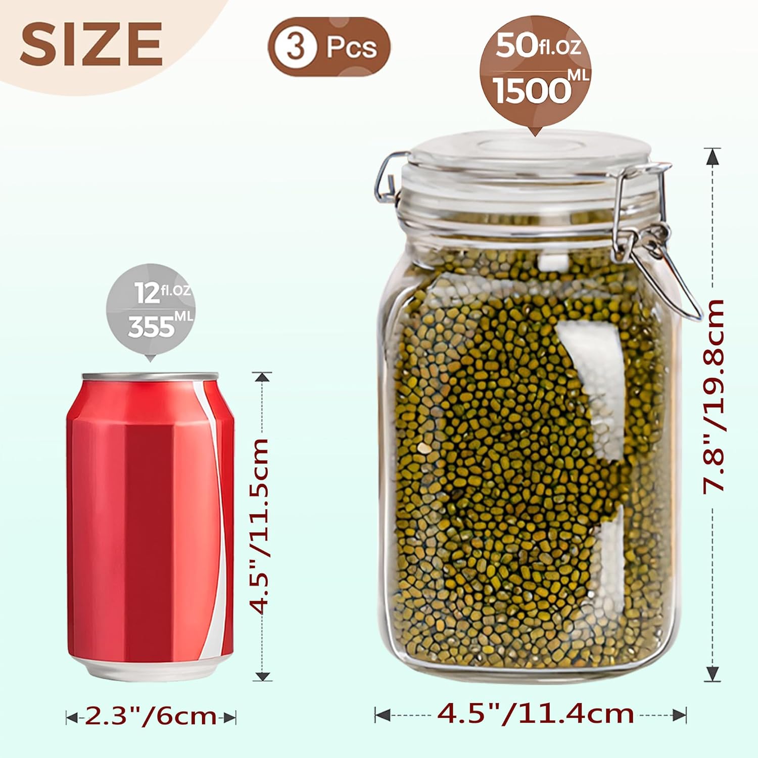 Clear Food Storage Jars 50oz S - огляд і ціна Food Storage In Pantry