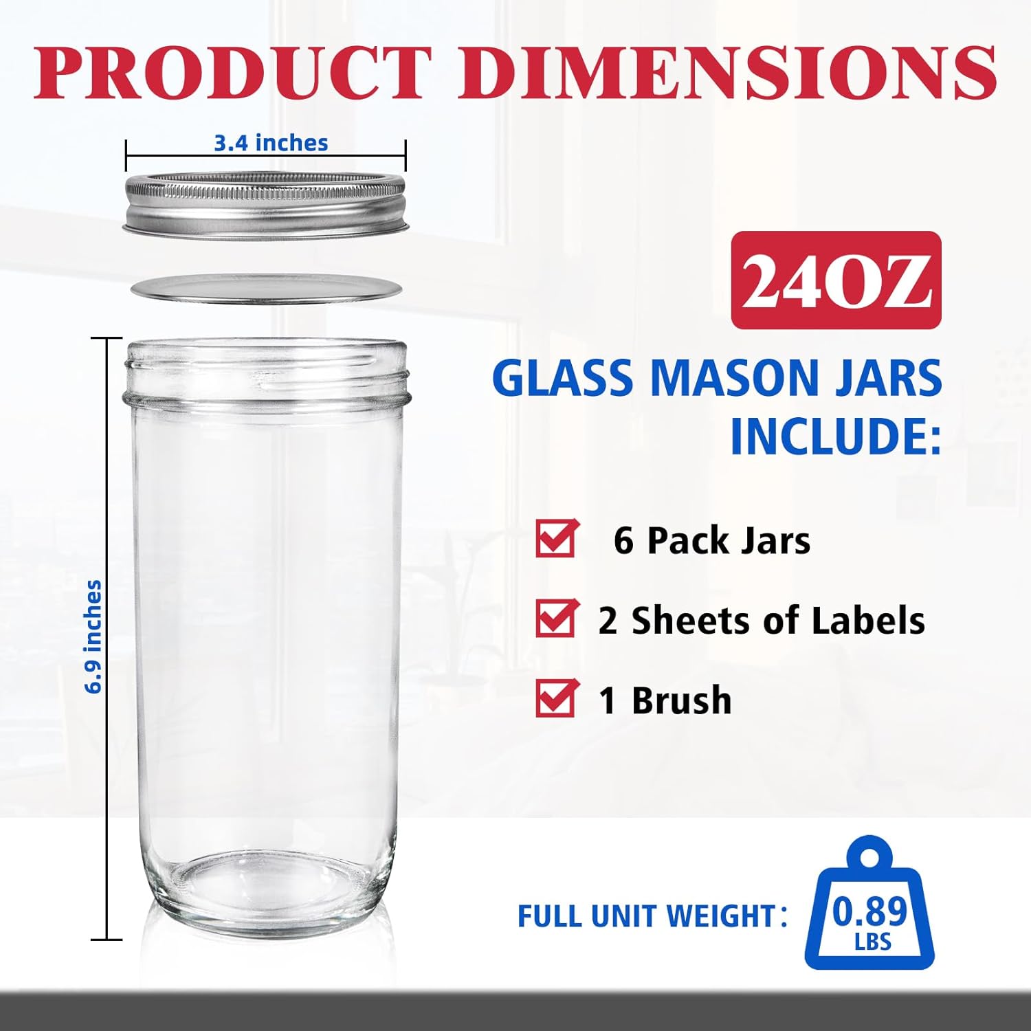 Jars Wide Mouth 6 Pack, 24oz G - огляд і ціна Food Storage Airtight