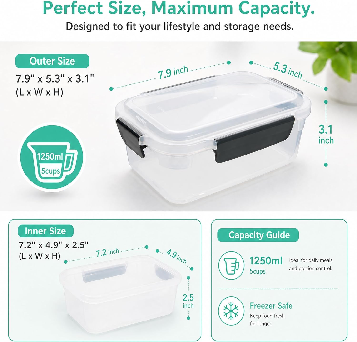 5 Cup Plastic Food Storage Con - огляд і ціна Food Storage Freezer Containers