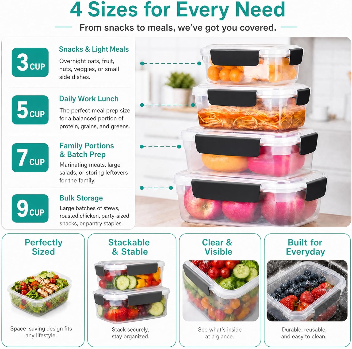 5 Cup Plastic Food Storage Con - огляд і ціна Food Storage Freezer Containers