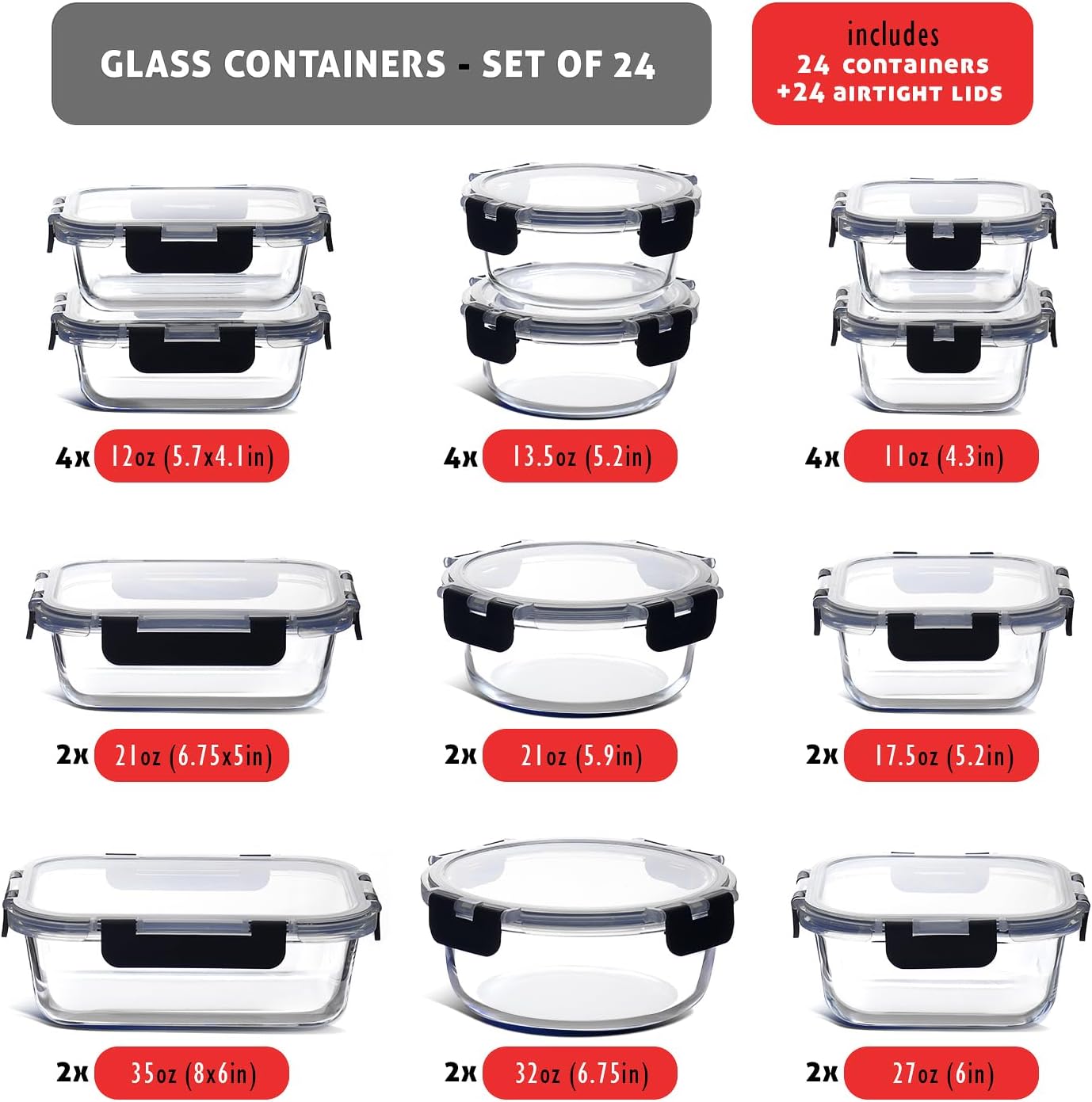 48-Piece Glass Food Storage Co - огляд і ціна Food Storage Airtight
