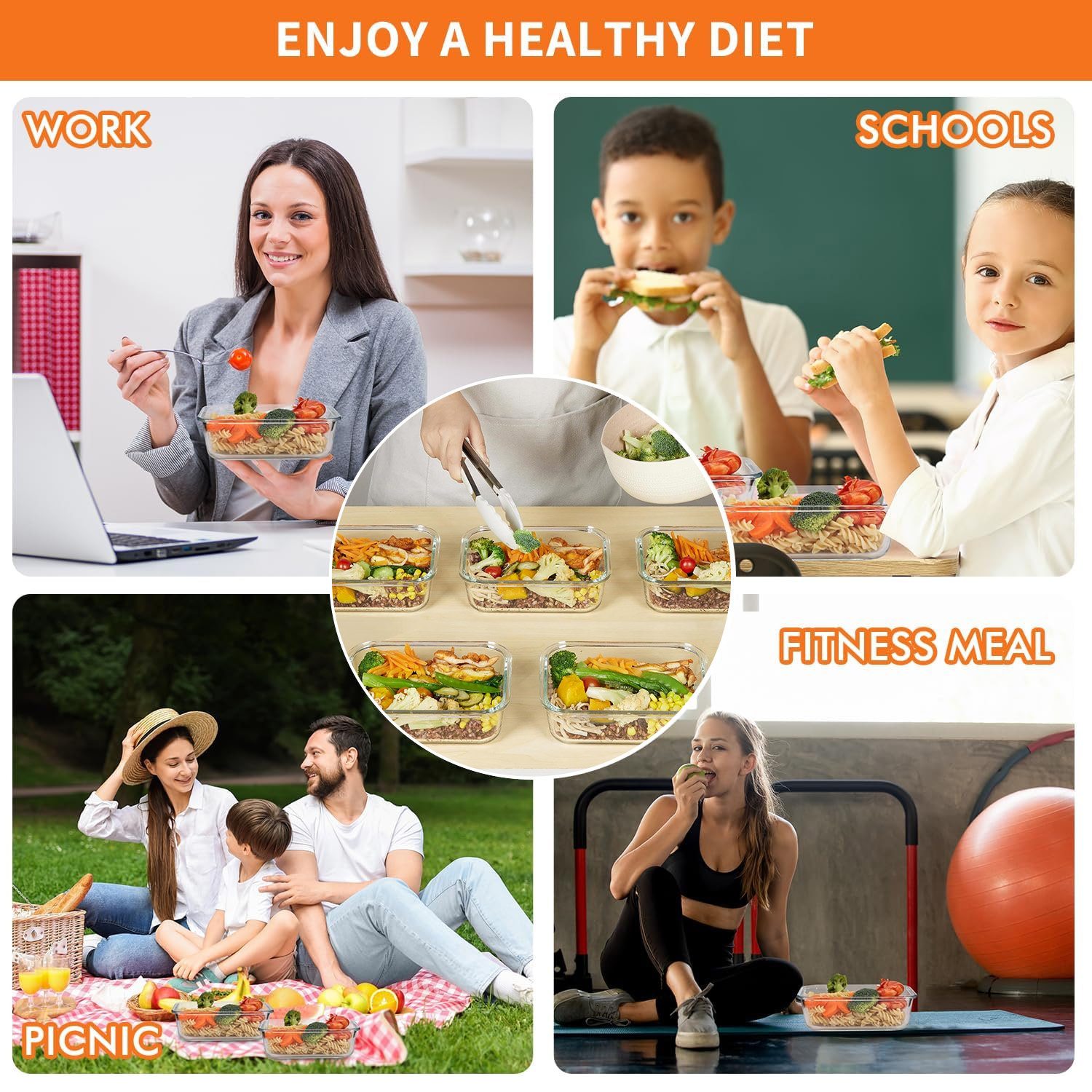 8-Pack Airtight Glass Food Sto - огляд і ціна Glass Meal Prep Container