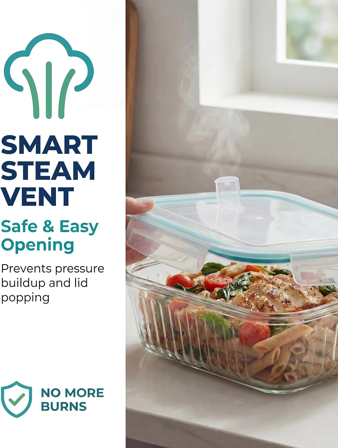 5-Packs, 36 Oz Glass Meal Prep - огляд і ціна Glass Meal Prep Container