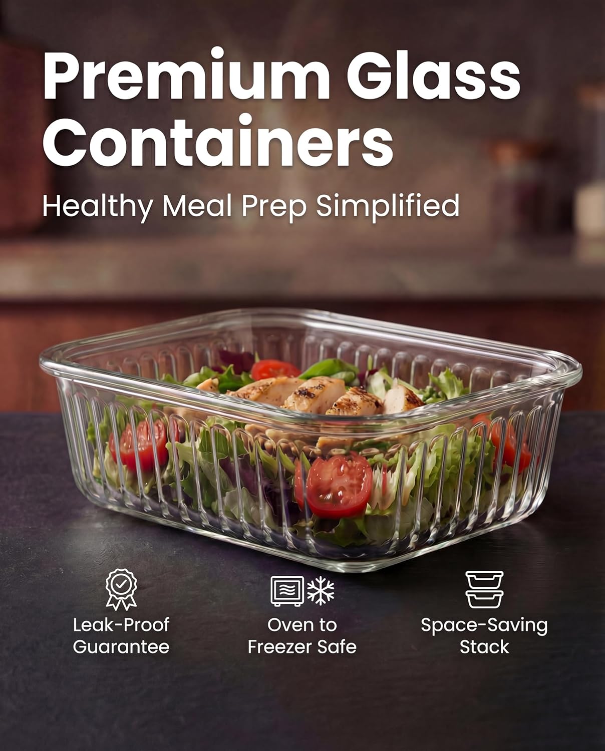 5-Packs, 36 Oz Glass Meal Prep - огляд і ціна Glass Meal Prep Container