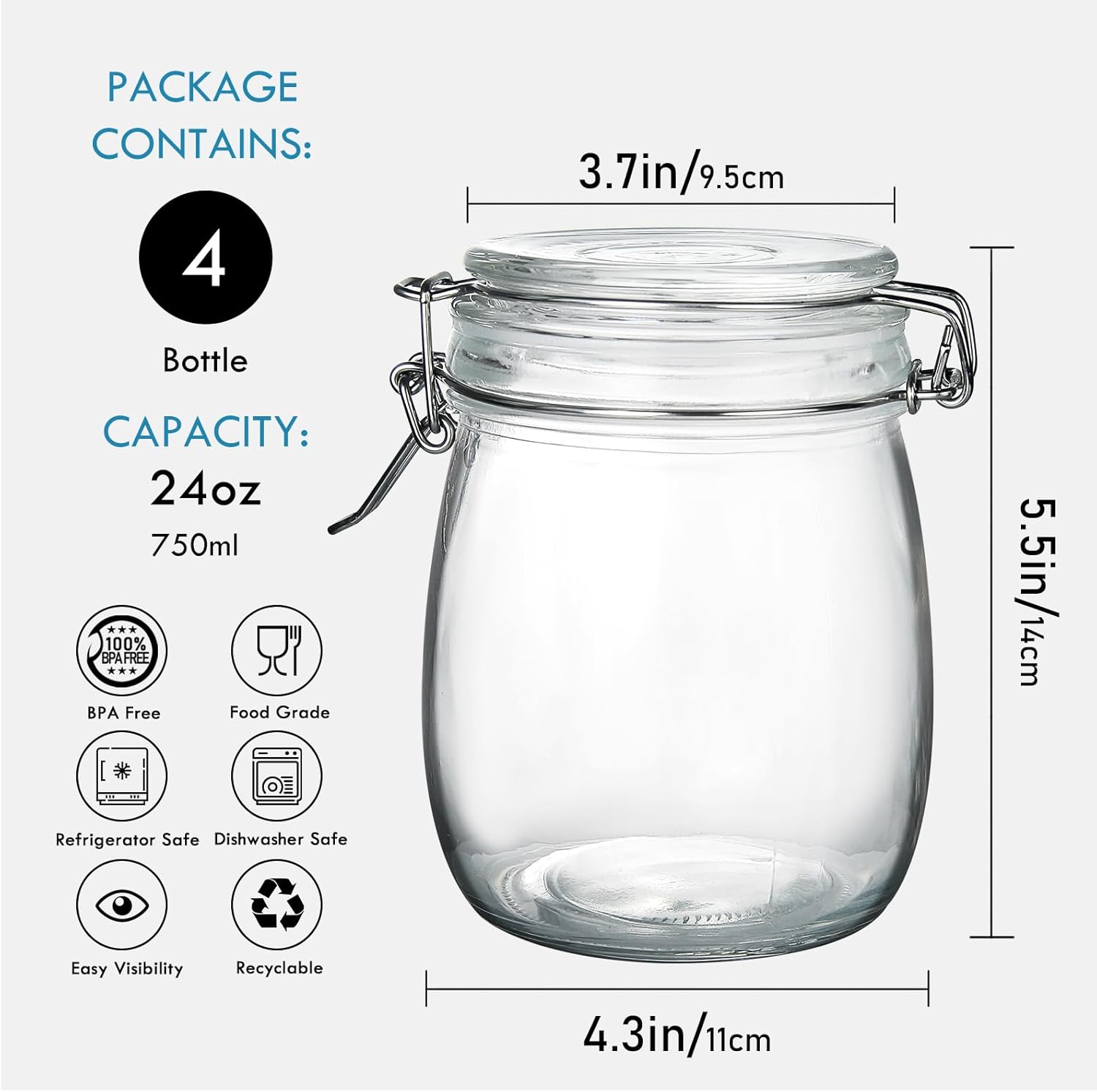 24oz Food Storage Canister Gla - огляд і ціна Food Storage Airtight
