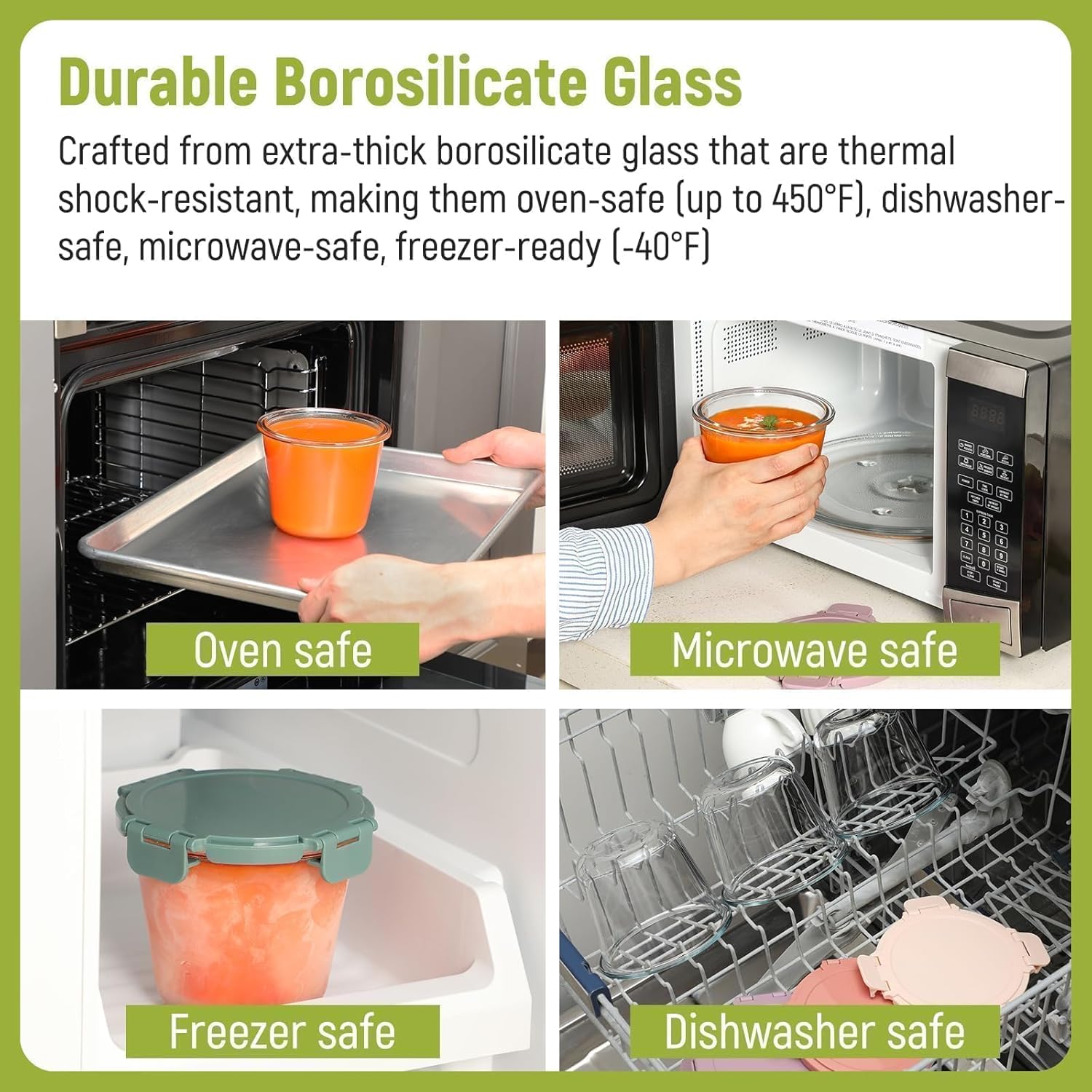 [UPGRADED LID] 6 Sets 3 Cup/24 - огляд і ціна Glass Meal Prep Container