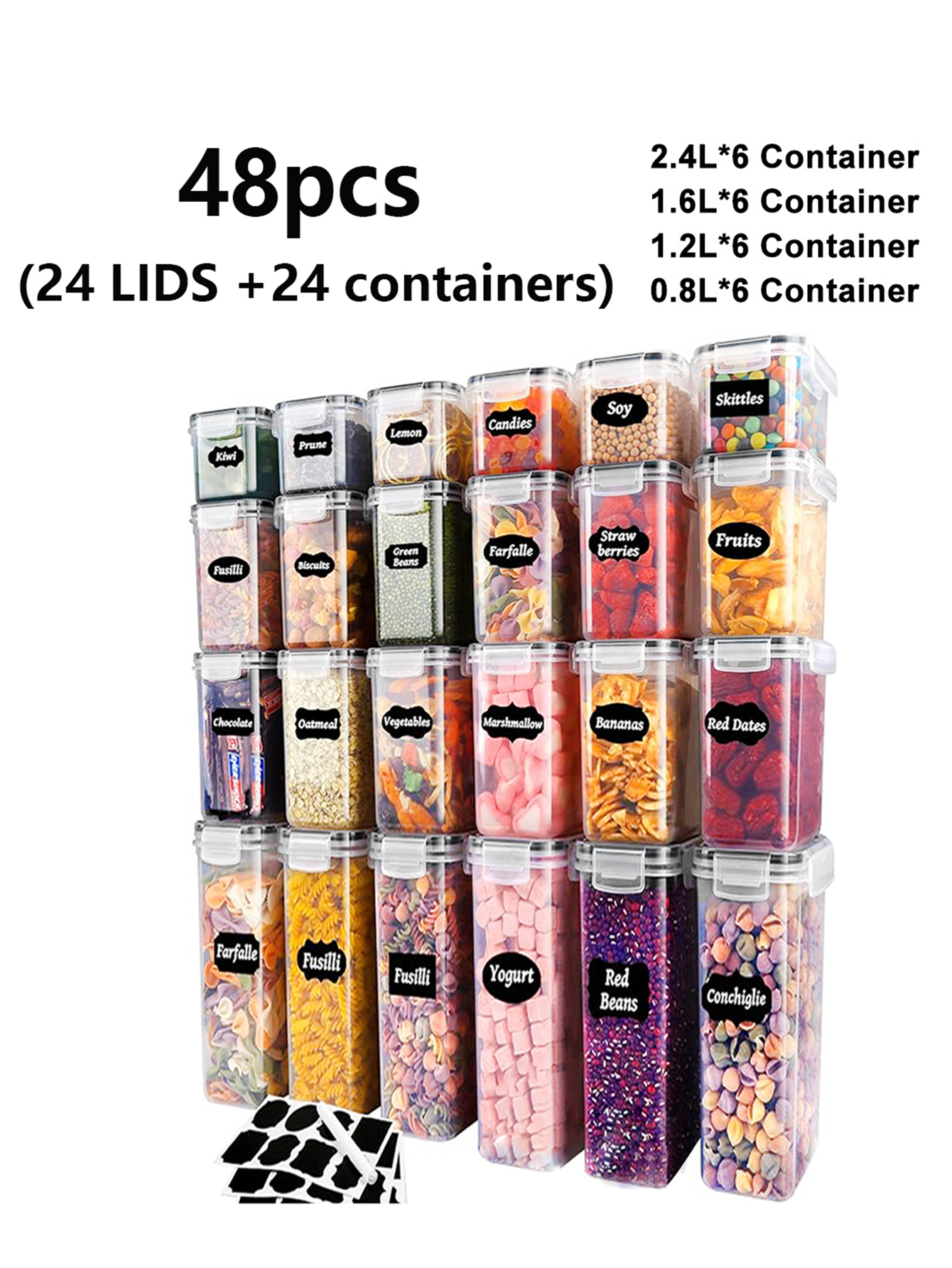 48pcs,Sealed food storage cont - огляд і ціна Food Storage In Pantry